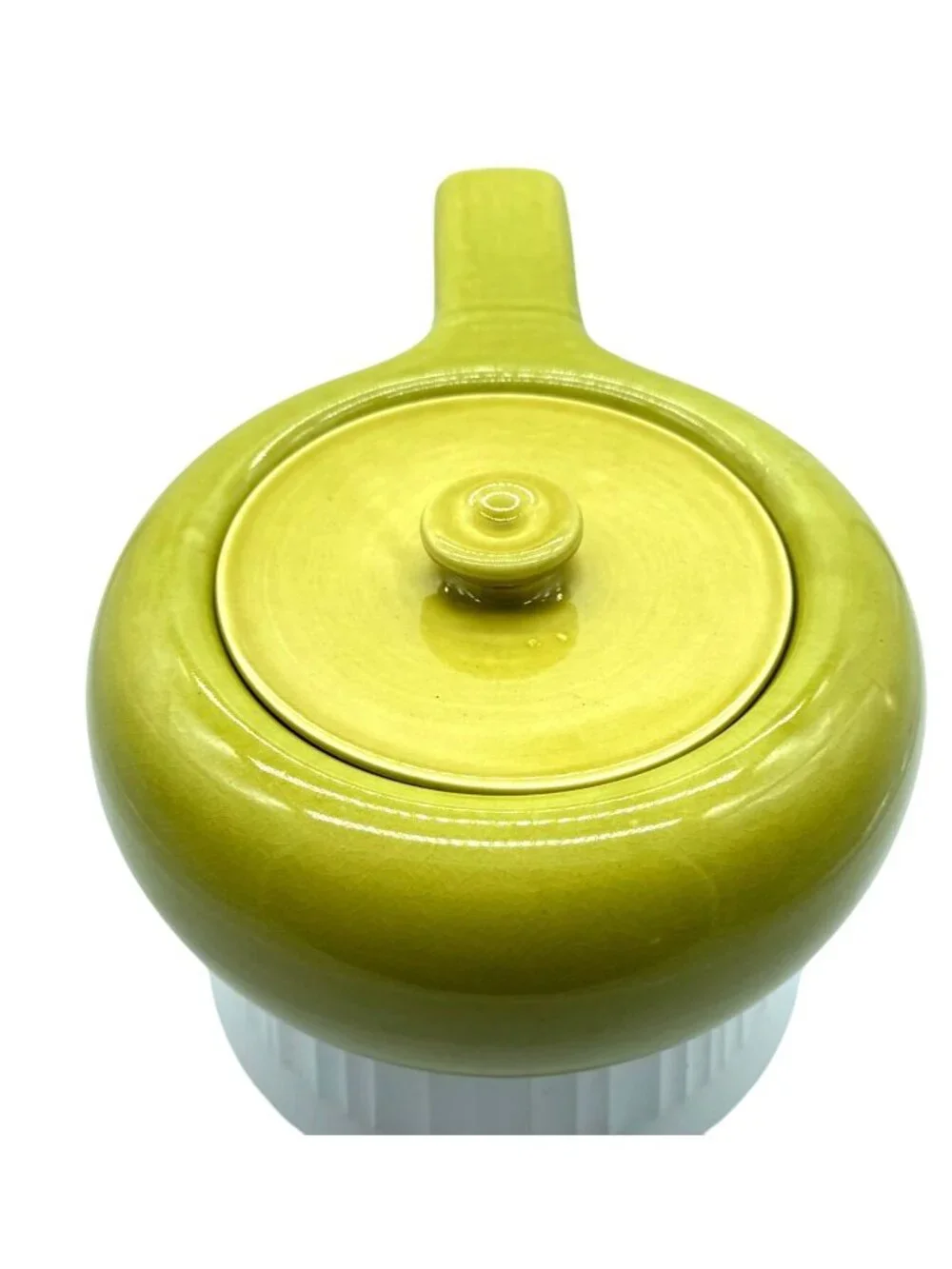 Vintage Russell Wright MCM Avocado Green Ceramic Covered Casserole Dish USA